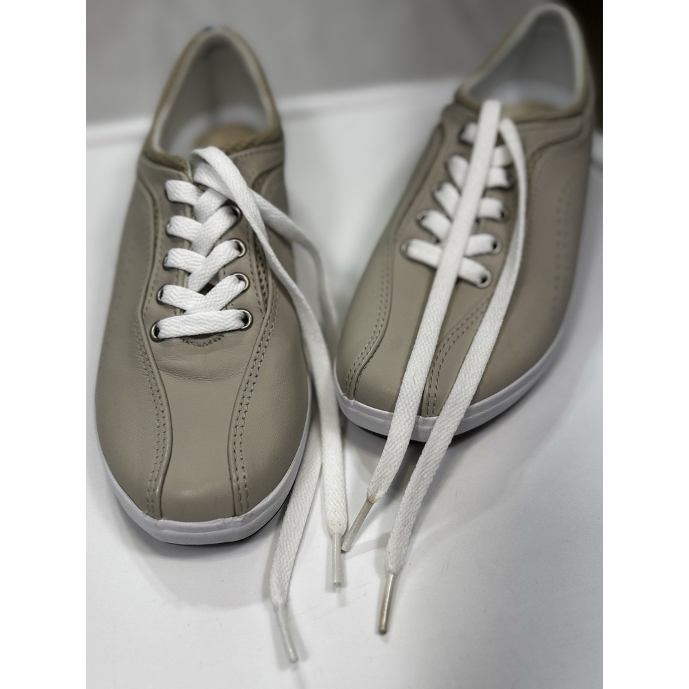 Keds Women's Gray Leather Sneakers Size 7 Taupe Low Top Lace Up Beige - Picture 6 of 8